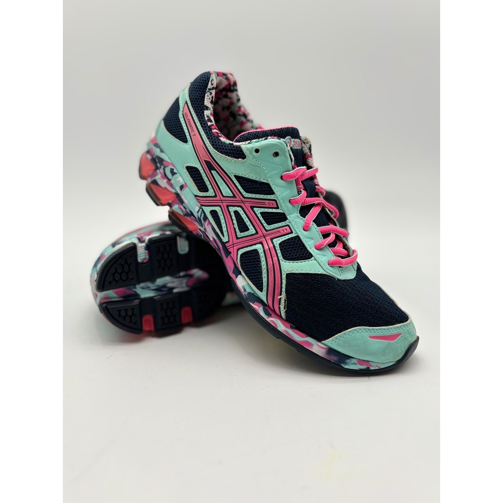 Asics Gel-Frantic 7 Womens Running Shoes Teal Navy Pink T3A6Q Size 8.5